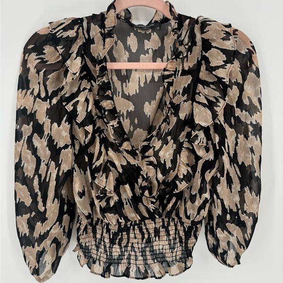 Grade and Gather Women's Sheer Leopard Print Blouse - Picture 2 of 11